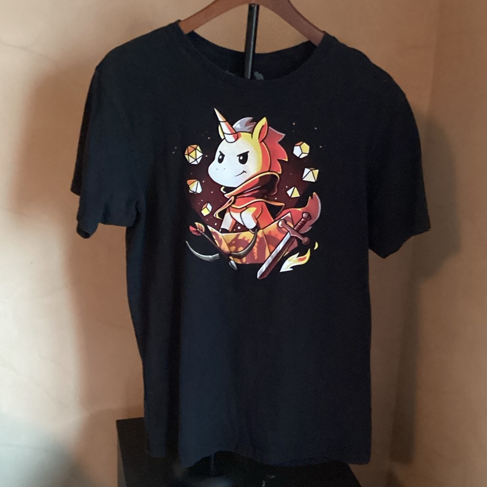 Men's Black Tee with Unicorn Graphic